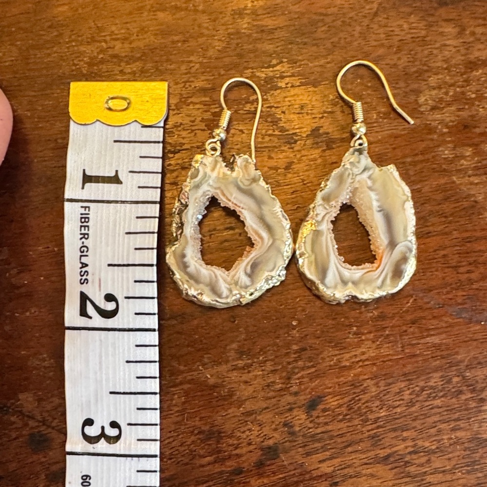Silver Geode Drop Earrings - image 2